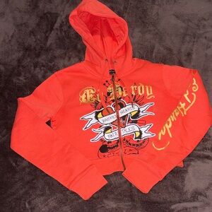 Ed Hardy front heart tattoo hoodie